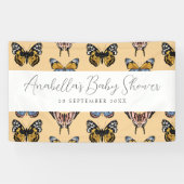 Modern Sinaasappel Boho Vlinder Meisje Baby shower Spandoek (Horizontaal)