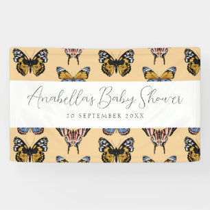 Modern Sinaasappel Boho Vlinder Meisje Baby shower Spandoek