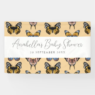Modern Sinaasappel Boho Vlinder Meisje Baby shower Spandoek