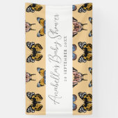 Modern Sinaasappel Boho Vlinder Meisje Baby shower Spandoek (Verticaal)