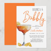 Modern Sinaasappel Brunch en Bubbly Vrijgezellenfe Kaart (Voorkant / Achterkant)