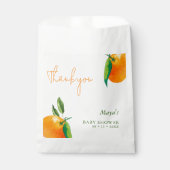 Modern Sinaasappel Cutie Citrus Baby shower Dank u Bedankzakje (Voorkant)