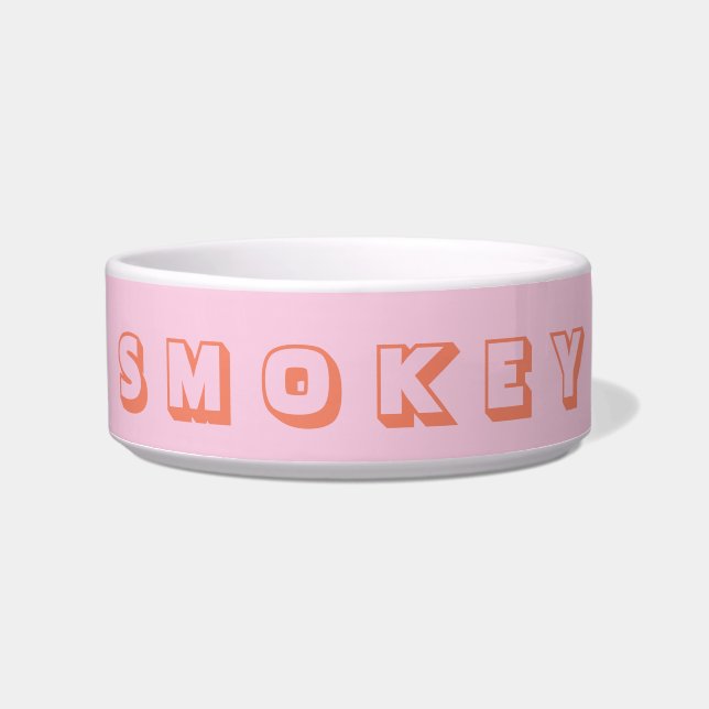 Modern Sinaasappel display naam roze Voerbakje (Voorkant)