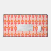 Modern Sinaasappel en Beige Bloemen Desk Mat (Keyboard & Muis)