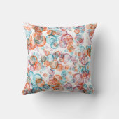 Modern sinaasappel en turquoise bubbelpatroon kussen (Achterkant)