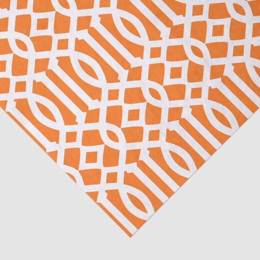 Modern Sinaasappel en wit Marokkaans trellispatroo Tissuepapier (Detail)
