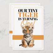 Modern Sinaasappel en Wit Schattige Tijger Oerwoud Kaart (Voorkant / Achterkant)