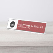 Modern Sinaasappel en Wit - Voeg Logo, Naam, Titel Bureau Naambordje (Voorkant)