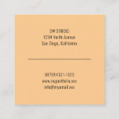 Modern Sinaasappel Floral Square Visitekaartje (Achterkant)