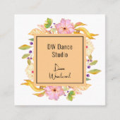 Modern Sinaasappel Floral Square Visitekaartje (Voorkant)