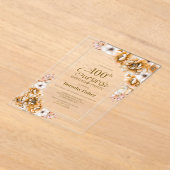 Modern Sinaasappel Floral Surprise 100ste verjaard Acryl Uitnodigingen (Laagn)