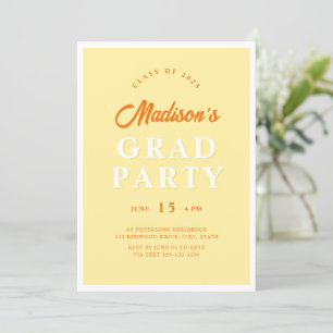 Modern Sinaasappel & Geel Edgy Graduation Party Fo Kaart
