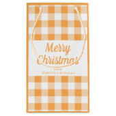 Modern Sinaasappel geruite kerst Klein Cadeauzakje (Achterkant)