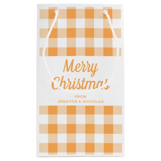 Modern Sinaasappel geruite kerst Klein Cadeauzakje (Achterkant)