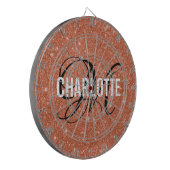 Modern sinaasappel glitter monogram naam dart boar dartbord (Voorkant Links)