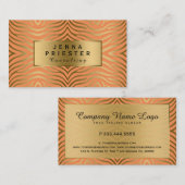 Modern Sinaasappel & Goud Zebra Stripes Patroon Visitekaartje (Voorkant / Achterkant)