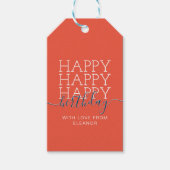 Modern sinaasappel Happy Birthday Gift Labels Cadeaulabel (Voorkant)