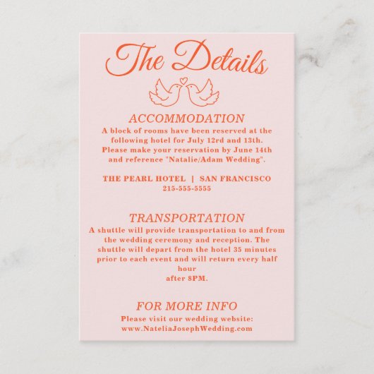 Modern Sinaasappel kleurrijke Funky Retro bruiloft Informatiekaartje (Voorkant)