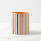 Modern Sinaasappel & Navy Vertical Stripe Patroon Mok (Midden)