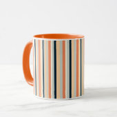 Modern Sinaasappel & Navy Vertical Stripe Patroon Mok (Voorkant links)