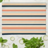 Modern Sinaasappel & Navy Vertical Stripe Patroon Theedoek (Gevouwen)