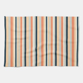 Modern Sinaasappel & Navy Vertical Stripe Patroon Theedoek (Horizontaal)