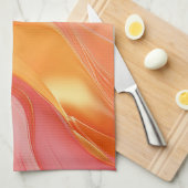 Modern Sinaasappel Roze en Goud Abstract Luxe- Theedoek (Quarter Fold)