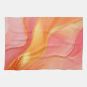 Modern Sinaasappel Roze en Goud Abstract Luxe- Theedoek (Horizontaal)