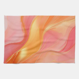 Modern Sinaasappel Roze en Goud Abstract Luxe- Theedoek