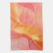 Modern Sinaasappel Roze en Goud Abstract Luxe- Theedoek (Verticaal)