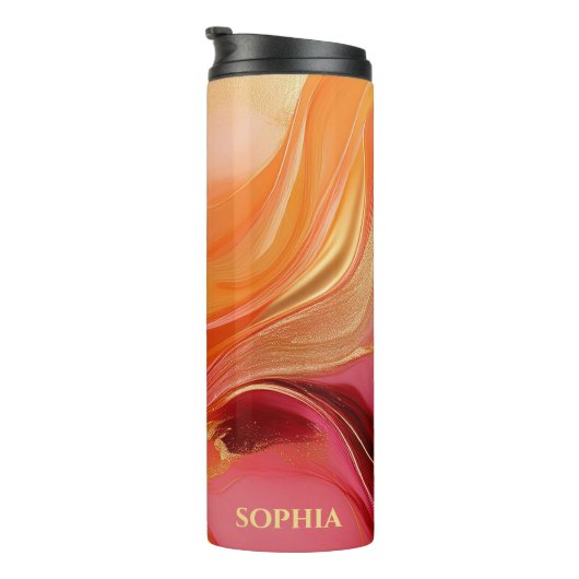 Modern Sinaasappel roze en goud- Thermosbeker (Geroteerd rechts)