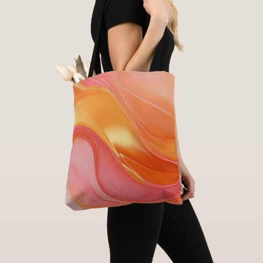 Modern Sinaasappel roze en goud- Tote Bag (Dichtbij)