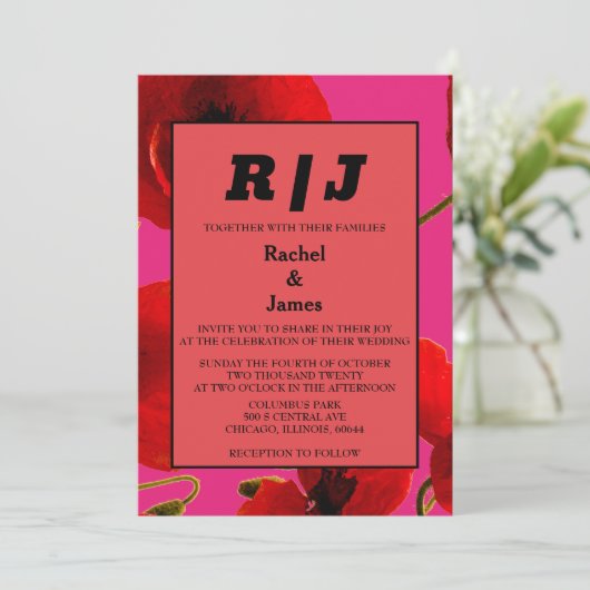 Modern Sinaasappel Roze Waterverf Bloemen Boho Huw Kaart (Staand voorkant)