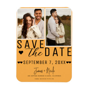 Modern Sinaasappel Save the Date 2 Foto Bruiloft Magneet