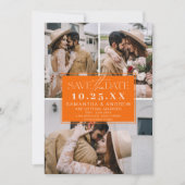 Modern sinaasappel save the date 3 foto's grid col (Voorkant)