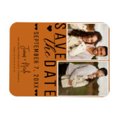 Modern Sinaasappel Spice Save the Date 2 Foto Brui Magneet (Horizontaal)