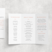 Modern Sinaasappel Trifold Wedding Program Papiere