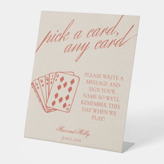 Modern Sinaasappel Wedding speelkaarten voetstuk t Reclamebord Met Voetstuk (Voorkant)