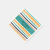 Modern Sinaasappel Wit Gestreept Halloween Bruilof Servet (Hoek)