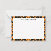 Modern Sinaasappel Zwart Decoratieve Rand Notitiekaartje (Voorkant)