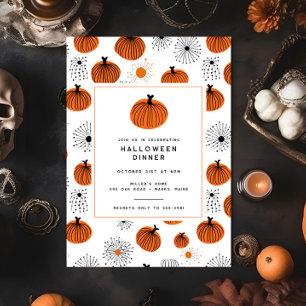 Modern Sinaasappel Zwart Pompoen Halloween Diner P Kaart