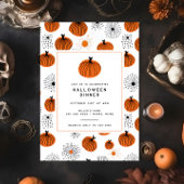 Modern Sinaasappel Zwart Pompoen Halloween Diner P Kaart