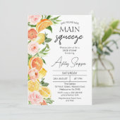 Modern Sinaasappels Lemons Main Squeeze Vrijgezell Kaart (Staand voorkant)