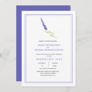 Modern Single Lavender Sprig Wedding Kaart