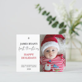 Modern Single Photo First Christmas-Briefkaart Briefkaart