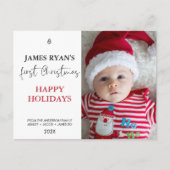 Modern Single Photo First Christmas-Briefkaart Briefkaart (Voorkant)