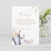Modern Sip & See Champagne Bottle Baby shower Bedankkaart (Staand voorkant)