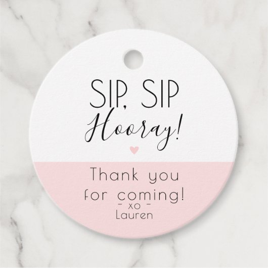 Modern Sip Sip Hoera, Open het flesje bedankt Hart Bedankjes Labels (Voorkant)