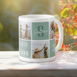 Modern Sister Sibling Photo Collage Green Koffiemok<br><div class="desc">Sip in style with your sister! Our Cute Sibling Coffee Mug, adorned with elegant green squares, and inscribed with quotes that tug at the heartstrings of any sisterhood. What makes it even more special is the personal touch of adding your 5 favourite photos with your sister, making every coffee break...</div>