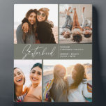 Modern Sisterhood Photo Collage Grayish Green Fotoplaat<br><div class="desc">Geniet van een speciale foto-collage-keepname van je zussen of beste vrienden. Het voorzien van een typografie van de handtekeningsstijl met een hart op bovenkant en één of andere tekst voor u om aan te passen. Als u om het even welke doopvontgrootte, kleur enz. zou willen veranderen, klik op pas verder...</div>